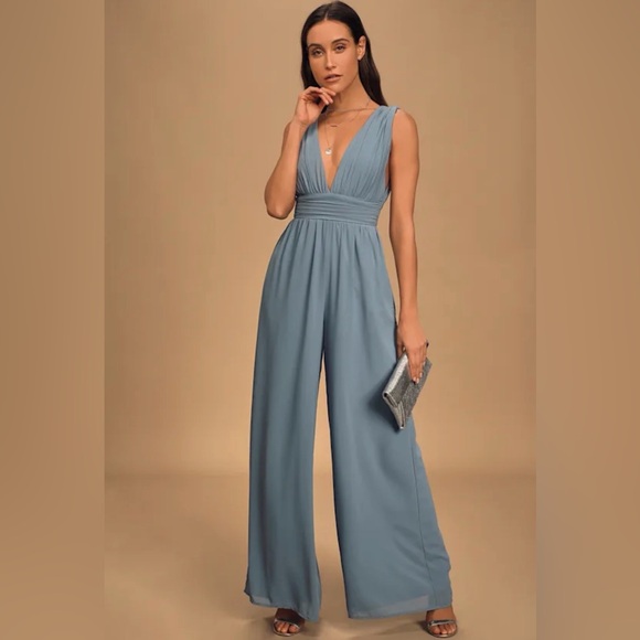 Lulus Pants - Lulu's Deep Blue Sleeveless Jumpsuit